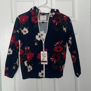 Denim & Flower Ricky Singh floral hoodie zip front jacket size 11/12